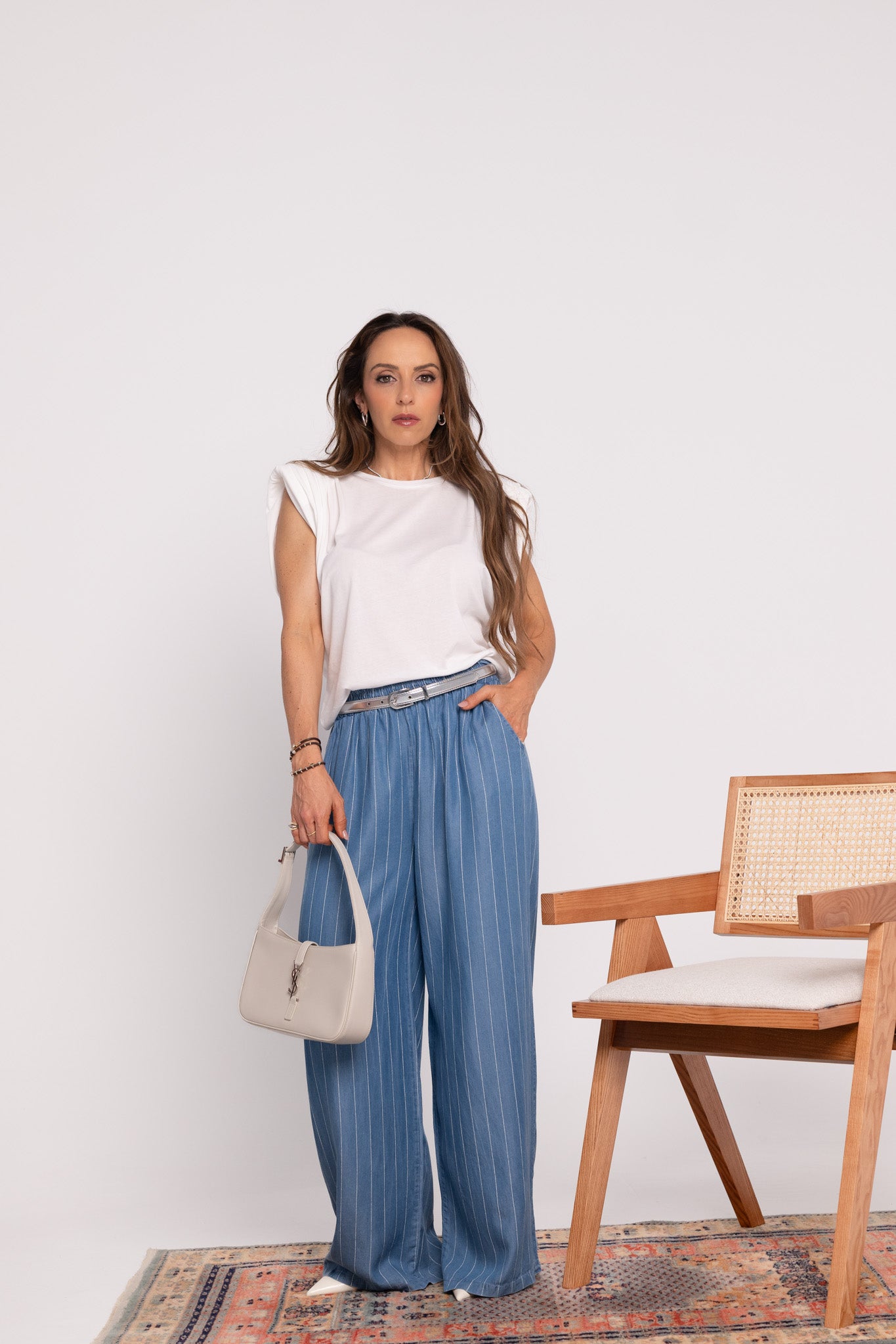 Calça de Ganga com Riscas